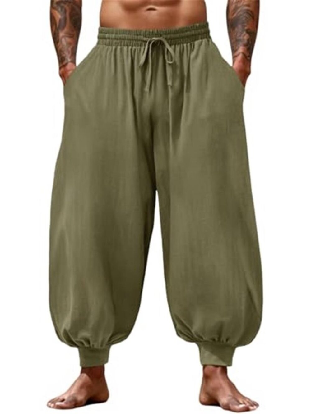 Men's Harem Pants Casual Baggy Trouser Cotton Boho Pants